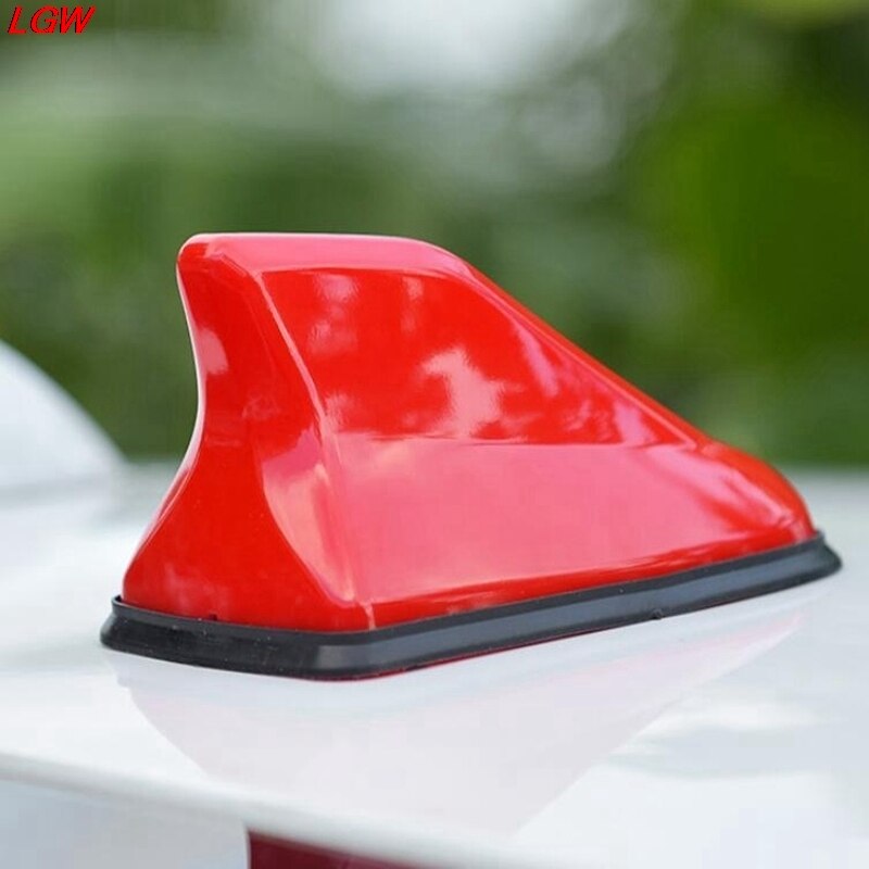 Upgrade signal GM shark fin antenna car top cover FM/AM radio antenna replacement Universal roof antenna Tail decorative antenna: red
