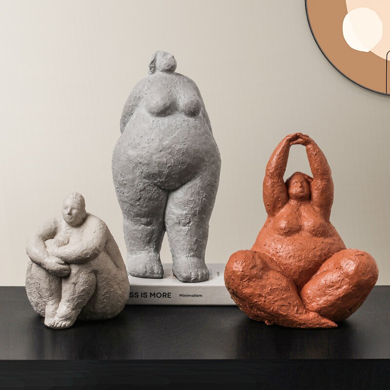 Abstract Fat Lady Figurines Art Yoga Plump Women Statues Resin Female Character Tabletop Decor Crafts Home Decoration Ornaments