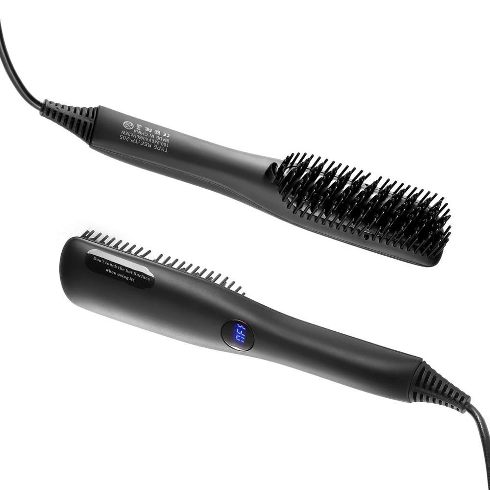 Pro LCD Electric Beard Hair Straightener Ionic Comb Fast Heating Hair Straightener Anti Static Ceramic Straightening Brush Comb