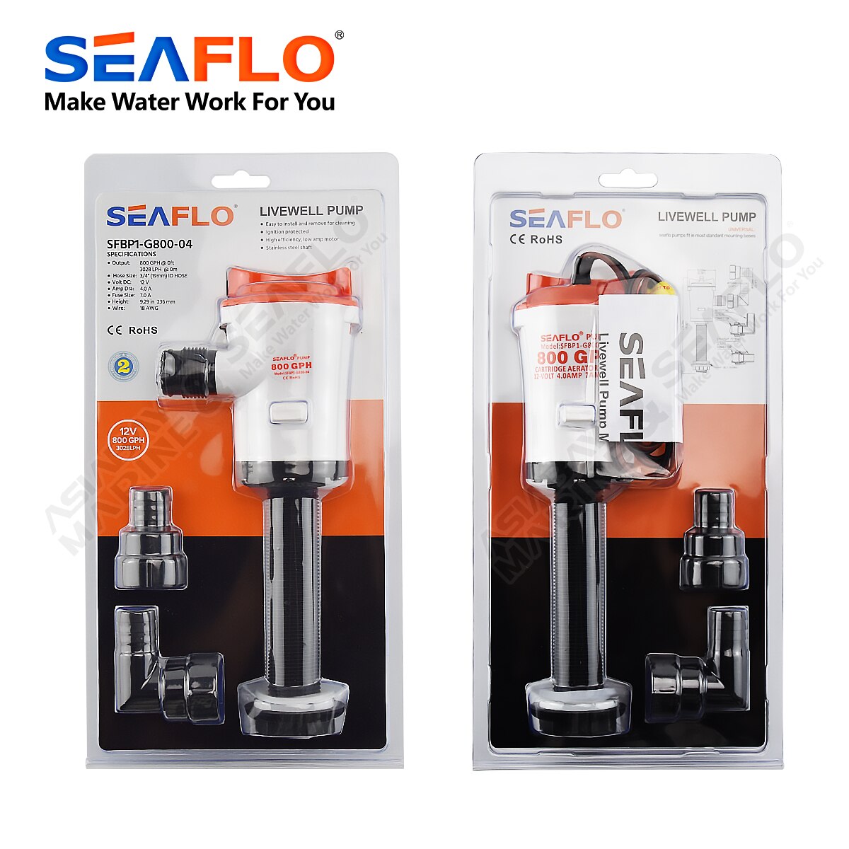 Seaflov 800 gph Livewell Aeration Pump fishing Boat Live Bait tank Aerator water Pump Fish Saver Marine Submersible Cartridge