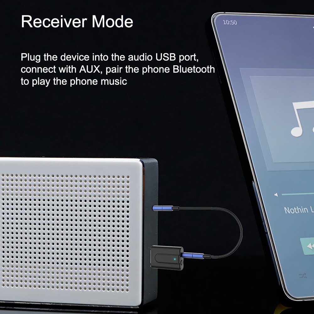 JINSERTA 2 in 1 USB Bluetooth 5.0 Audio Receiver &amp; Transmitter 3.5mm AUX Adapter for TV PC Car Bluetooth Headphone