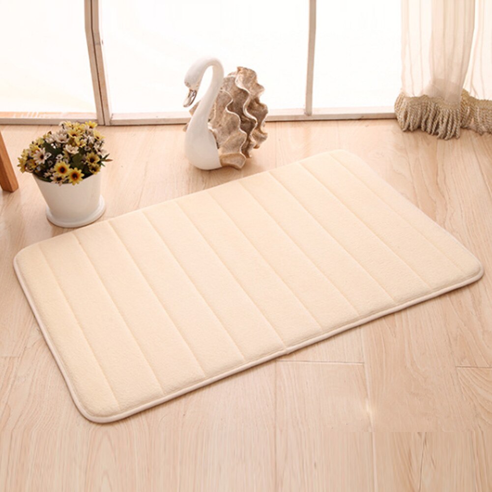 Tapis de bain en mousse à mémoire | Tapis de sol épais, doux et fort, absorbant et antidérapant, pour salle de bains, JAN88: beige   40cmx60cm