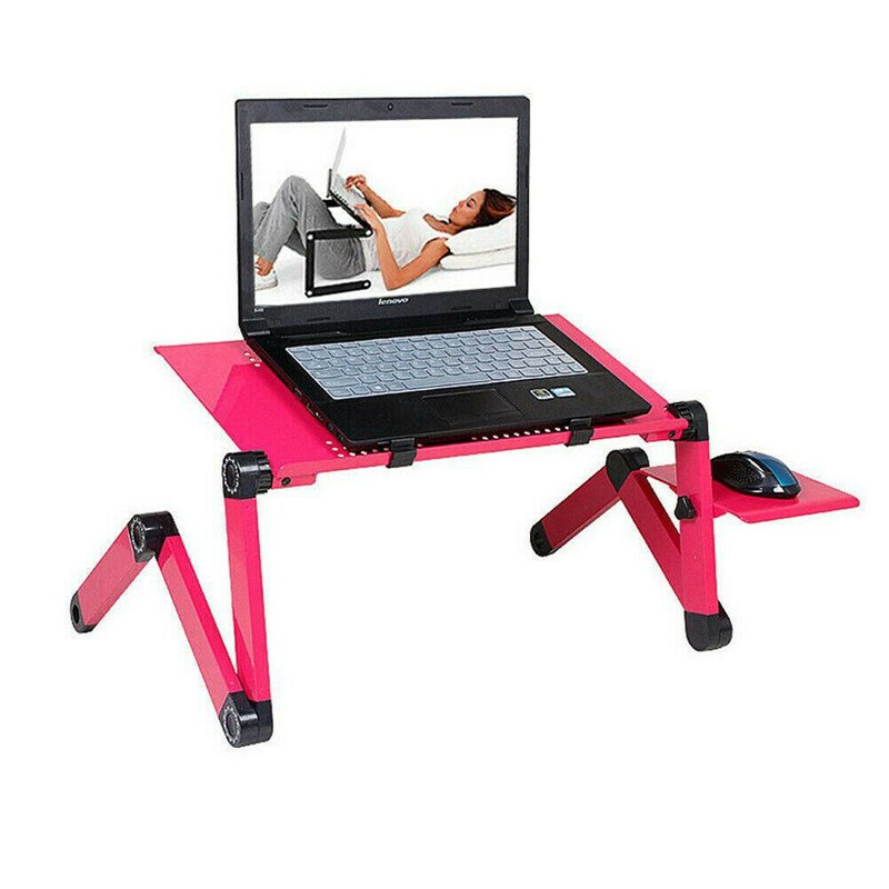 ADJUSTABLE LAPTOP COMPUTER FOLDING DESK / TABLE STAND BEDROOM STUDY: Rose Red
