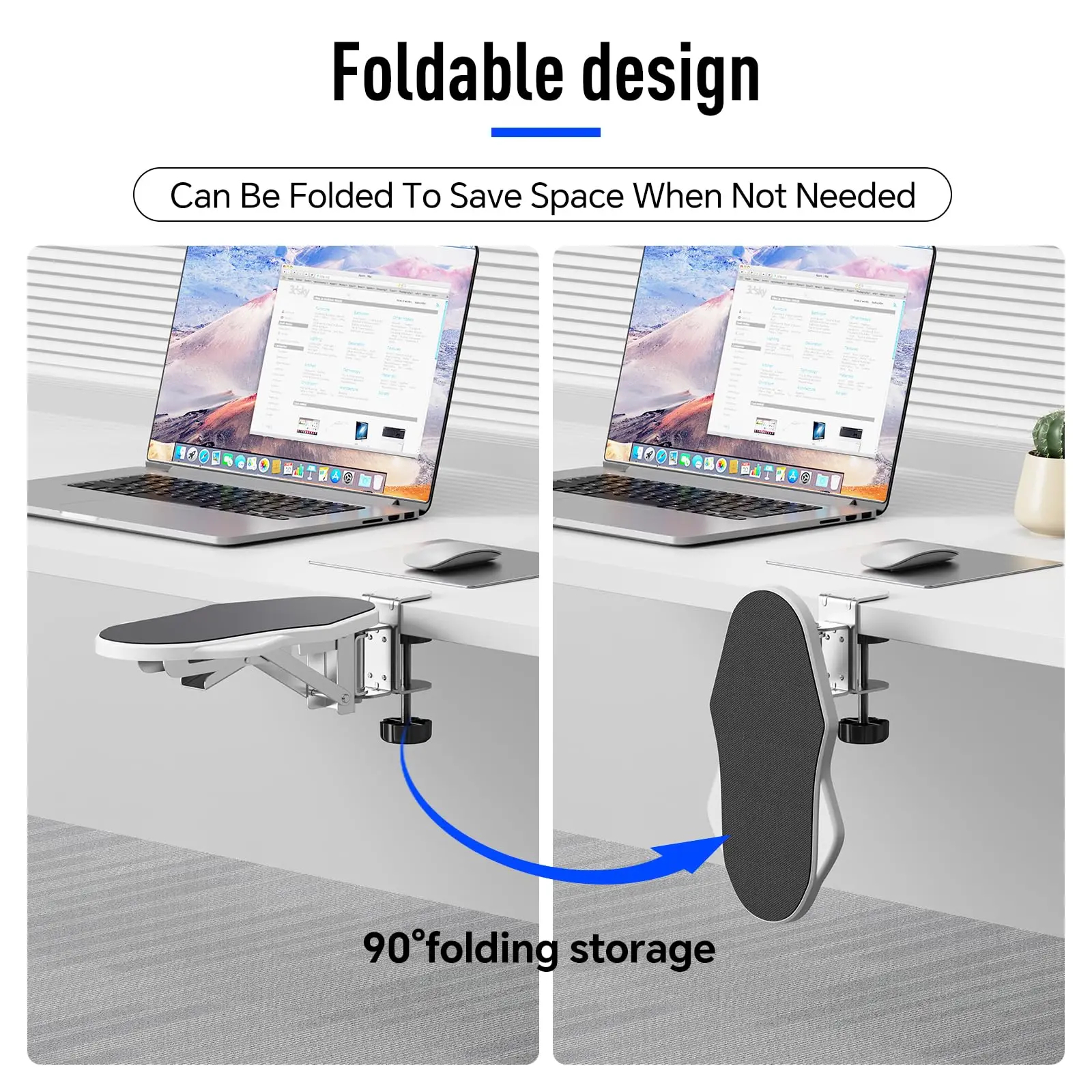 1pc Adjustable Ergonomic Arm Rest - Foldable Desk Extension with Rotating Wrist Pad for Home & Office Comfort Wrist Rest Support