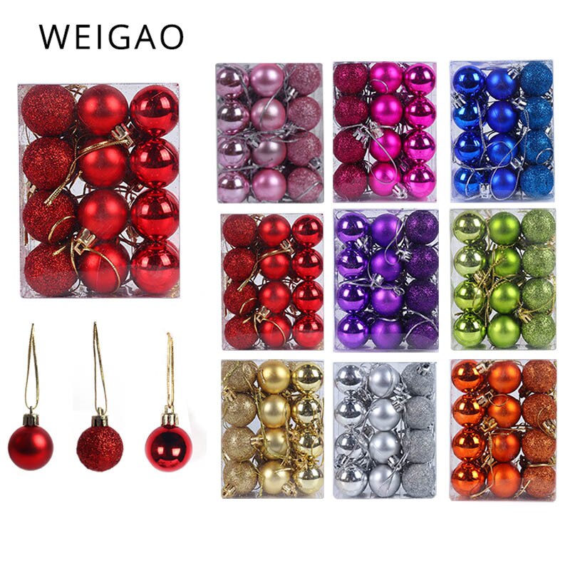 WEIGAO 24pcs Christmas Tree toys Decorations Ball Bauble Xmas Party Hanging Ball Ornaments Decorations for Home Year Navidad