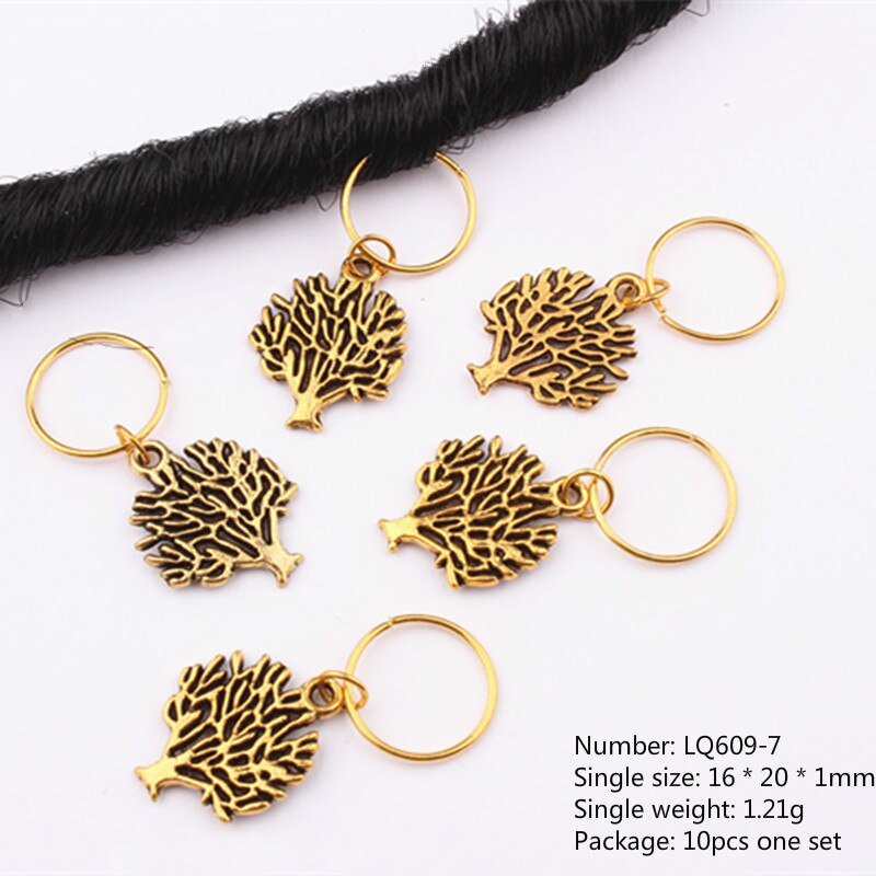 10 stk/pakke golden life tree sommerfugl charms manchetter ringe smykker dreadlock tilbehør hår fletning dread dreadlock perler clips: Nr. .7