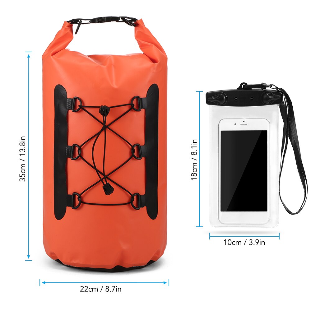Mochila impermeable de 15L para exteriores, bolsa flotante de agua, Rollo superior, para kayak, Rafting, canotaje, río, Trekking, piscina