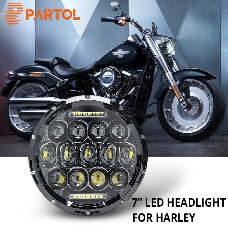 Partol 7 "75 W Motorcycle LED Koplamp H4 Hoge Dimlicht DRL Dagrijverlichting 6000K 12V voor Harley FLD Touring Softail Motor