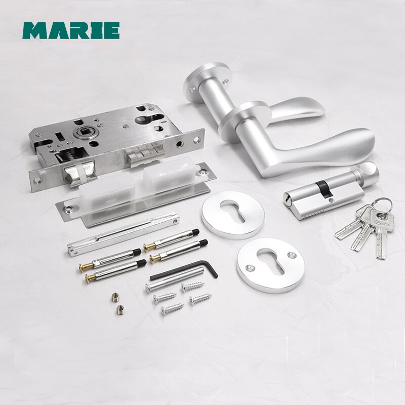 Marie Door Handle Lock Set For Interior Doors Modern Split Lock Cylinder With Keys Bedroom Bathroom Mute Door Handles Universal