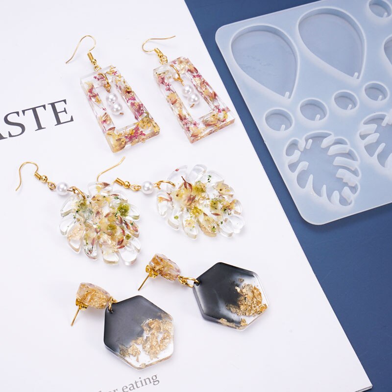 DIY UV Resin Epoxy Earring Pendant Resin Molds Silicone Mold Dried Flower Jewelry Making Casting Moulds Jewelry Tool