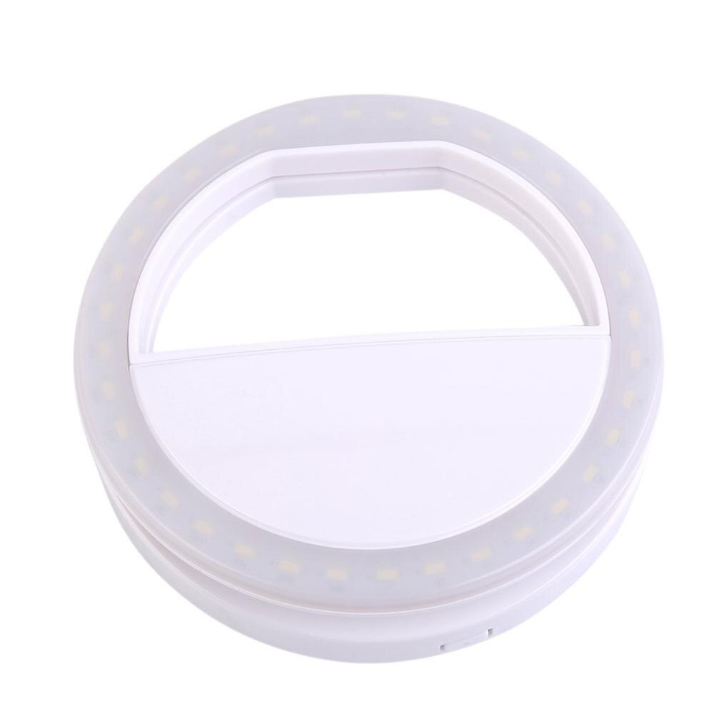 Clip de luz de teléfono móvil Selfie LED Flash automático para Teléfono Celular Smartphone redondo portátil linterna de Selfie espejo de maquillaje: white