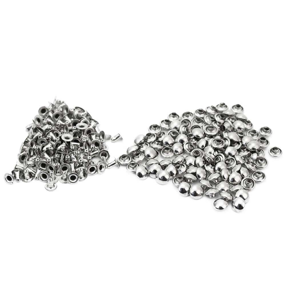100x Silver Tone 7mm Paddestoel Dome Metal Studs Rapid Klinknagels Leathercraft Tassen Schoenen Kleding DIY Gereedschap Decoratie Punk Rock stijl