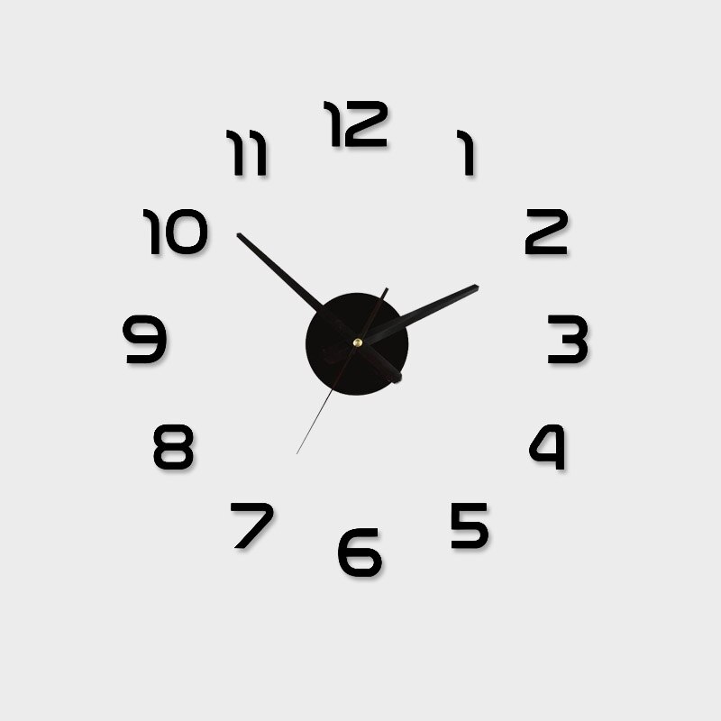 Acrylic Best Home Decoration DIY Wall Clock Unique Large number Stickers Self Adhesive home Decor Modern Wall Clocks: Black