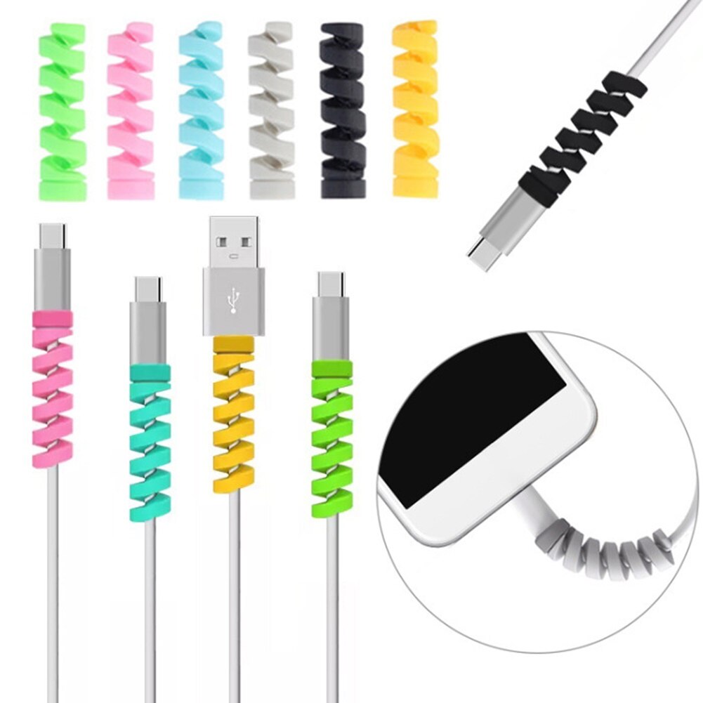 12 pièces spirale USB Charge câble protecteur données cordon économiseur de couverture pour iPhone Android