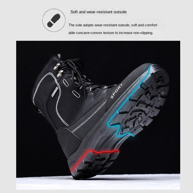 Botas de neve ao ar livre dos homens quente pelúcia impermeável antiderrapante sapatos de algodão botas de motocicleta moda unisex sapatos grossos decoração de metal