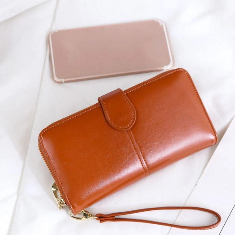 Wodoodporna torebka ze skóry pu, długi portfel, składany, wielofunkcyjny, dwustronny portfel na zamek błyskawiczny, duża pojemność, damski, męski, na karty