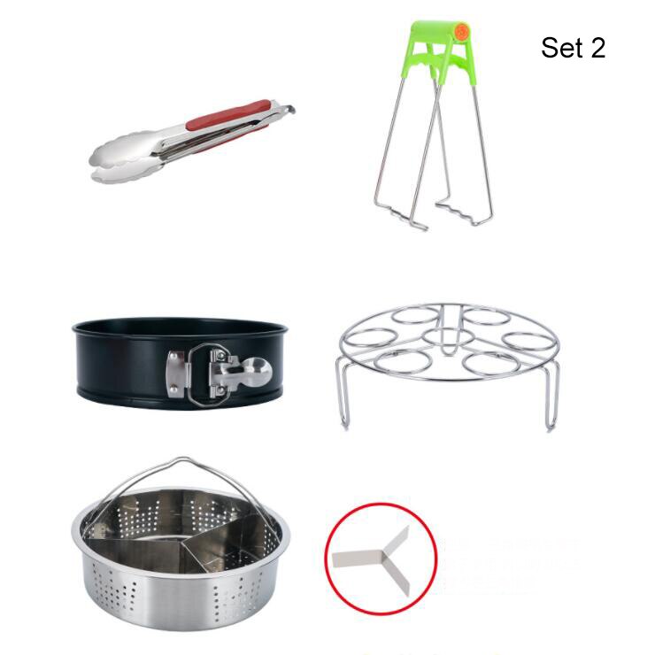 Tillbehör för omedelbar pottuppsättning vegetabilisk ångkorg äggkokare rack non-stick springform pan skål maträtt klipp köksredskap: Ljusgrön