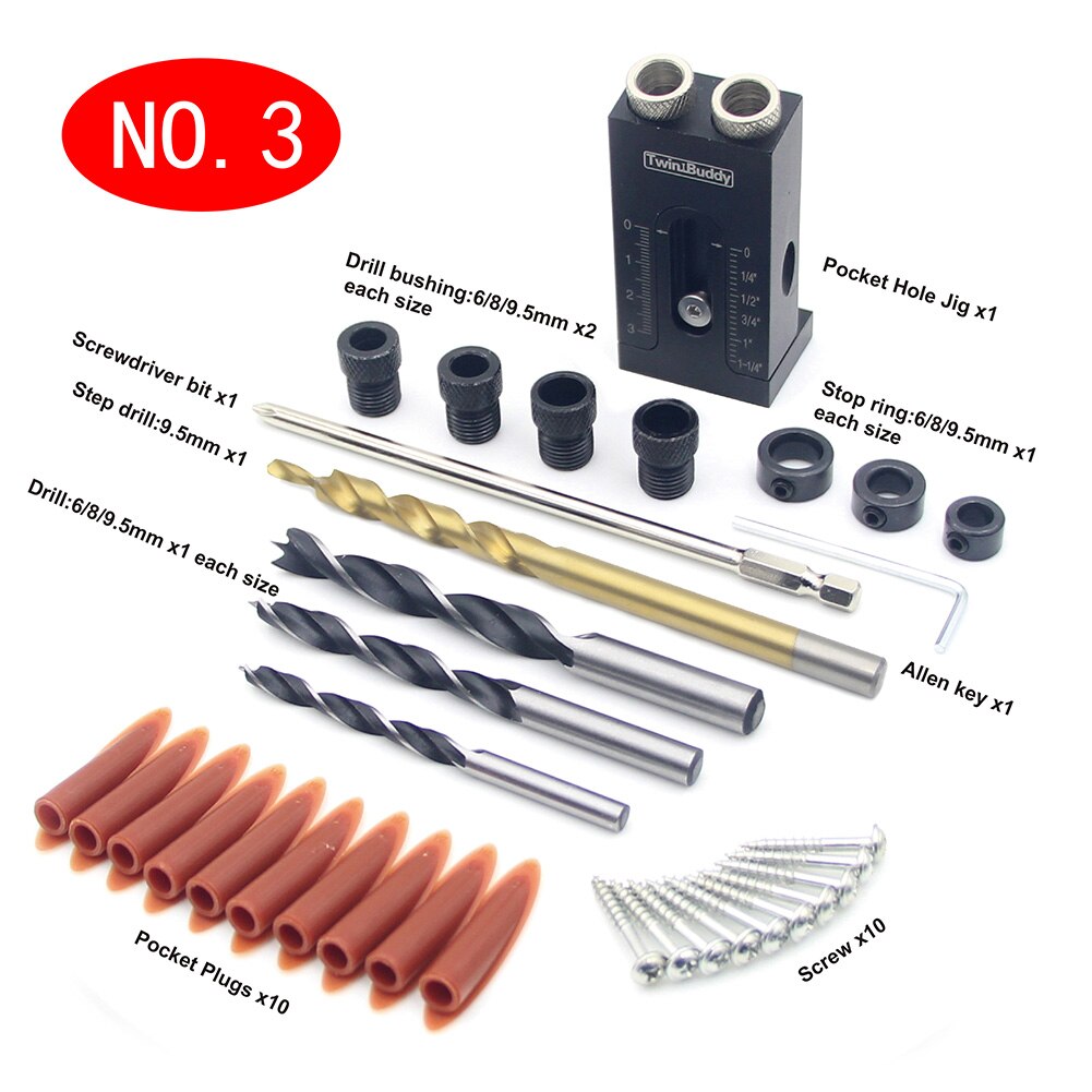 Workshop Aluminum Alloy Drill Bits Allen Key Mini Portable Woodworking Pocket Hole Jig Set Punch Locator Durable Screwdriver