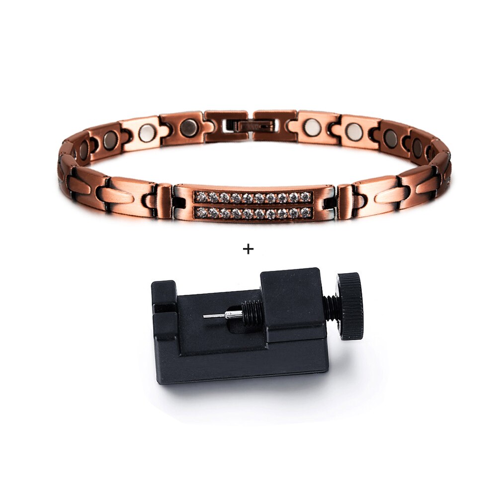 Magnetic Pure Copper Bracelets for Women Cubic Zirconia Chain Link Copper Magnetic Bracelet Arthritis Health Energy Arthritis: arrow