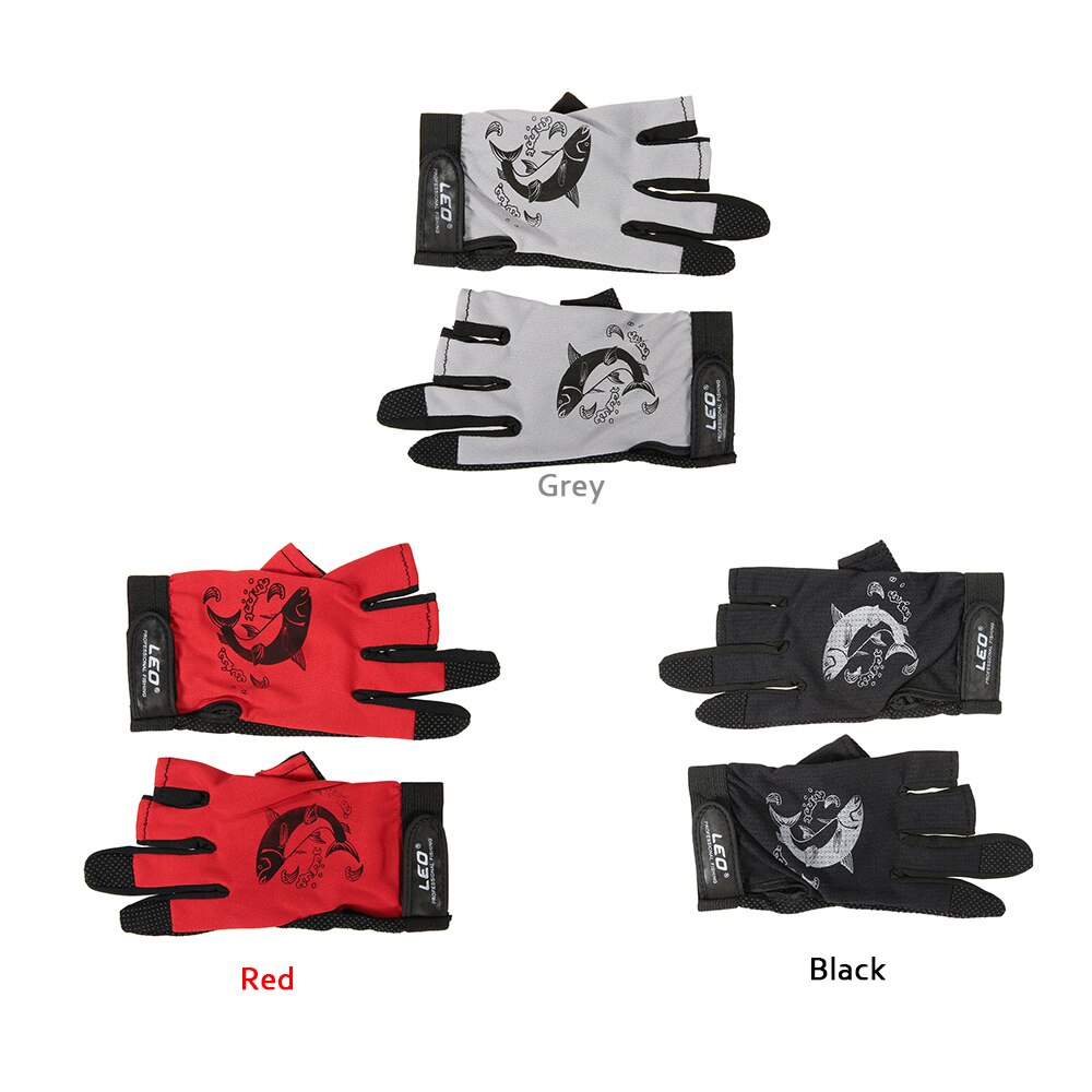 LEO 1 Pair 3 Fingerless Fishing Gloves Breathable Quick Drying Anti-slip Fishing Gloves Outdoor Sports for Pesca