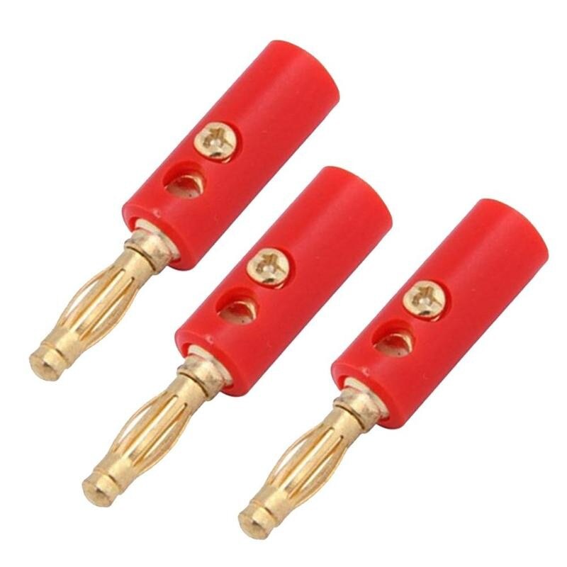 10Pcs Banaan Pluggen Audio Speaker Schroef Banana Goud Stekkers Voorraad Zwarte Plaat Connectors Facotry In Red Speaker 4mm Banan Z1F6