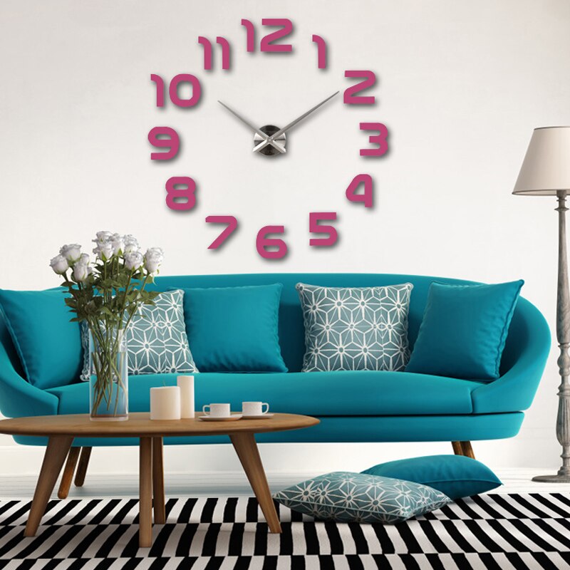 DIY 3D Wall Clock Acrylic Mirror Clock European Sticker Large Decoration On The Wall