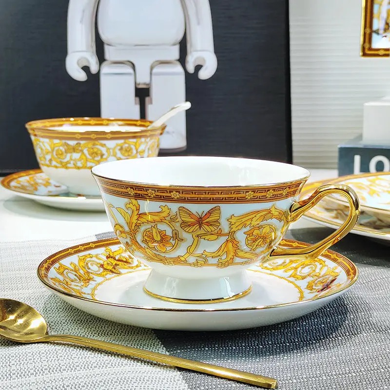 European Butterfly Tableware Set, Steak Plate, Noodle Bowl, Soup Bowl, Rice Bowl, Spoon Decoration,: Brown