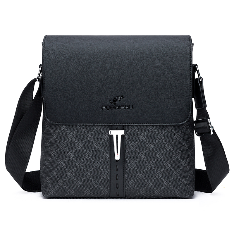 printed men's PU leather briefcase shoulder bags crossbody bags bolsos para hombre bag for man sling bag сумка: Blue