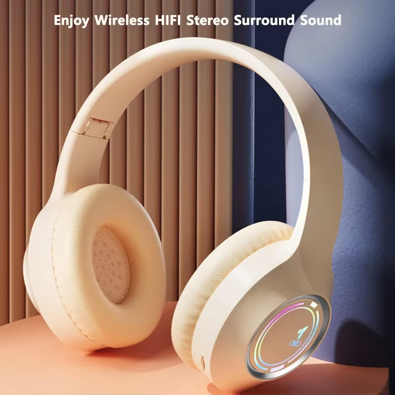 Auriculares Bluetooth con emisión de luz M3, auriculares inalámbricos con tarjeta Led plegable, carga tipo C, uso multiescena, juego y oficina