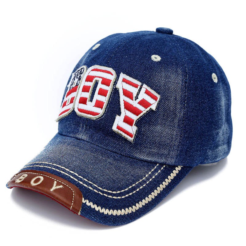 Kinderen jongens baseball pet zomer peuter kinderen vader hoed jeans casual hip hop letter denim zon snapback pet blauw: Donkerblauw