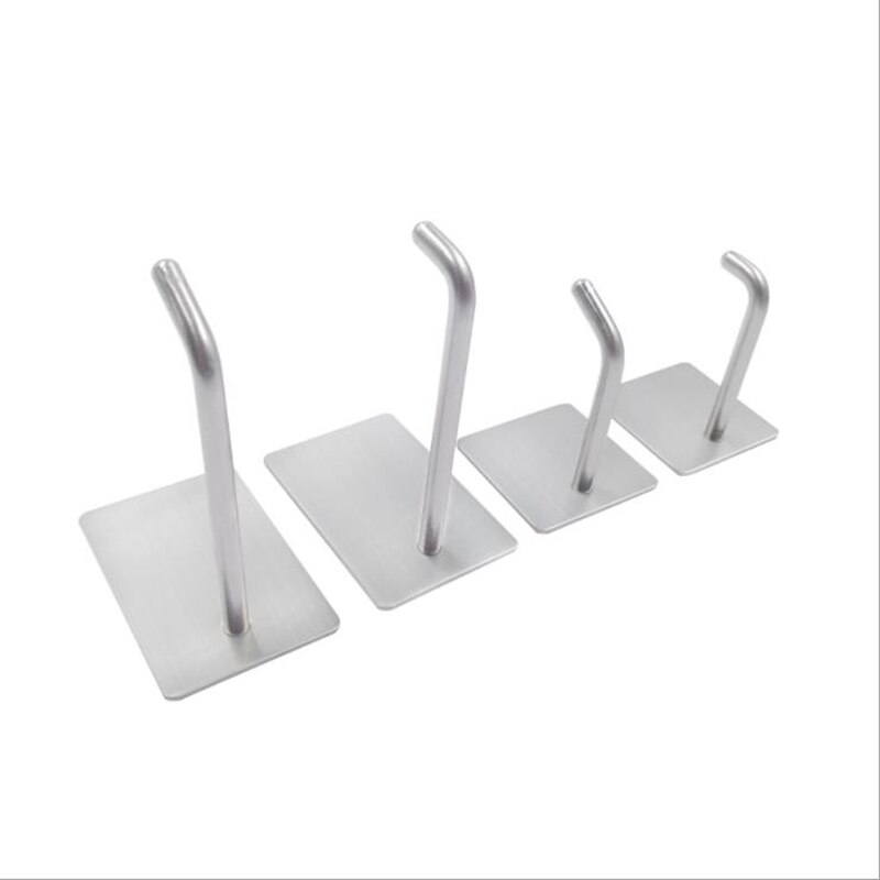 4 pcs/set 304 Stainless Steel Brush Hook Single Hook Multi-function Hitchen Storage Hook Free Punch Hook