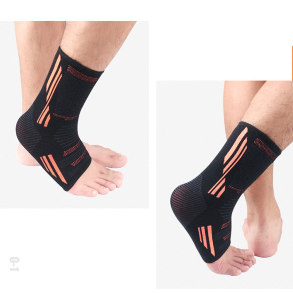 2Pcs Sport Enkel Protector Gebreide Enkel Zorg Mouw Voor Oefenen Running Fitness Basketbal (Zwart En Oranje Maat