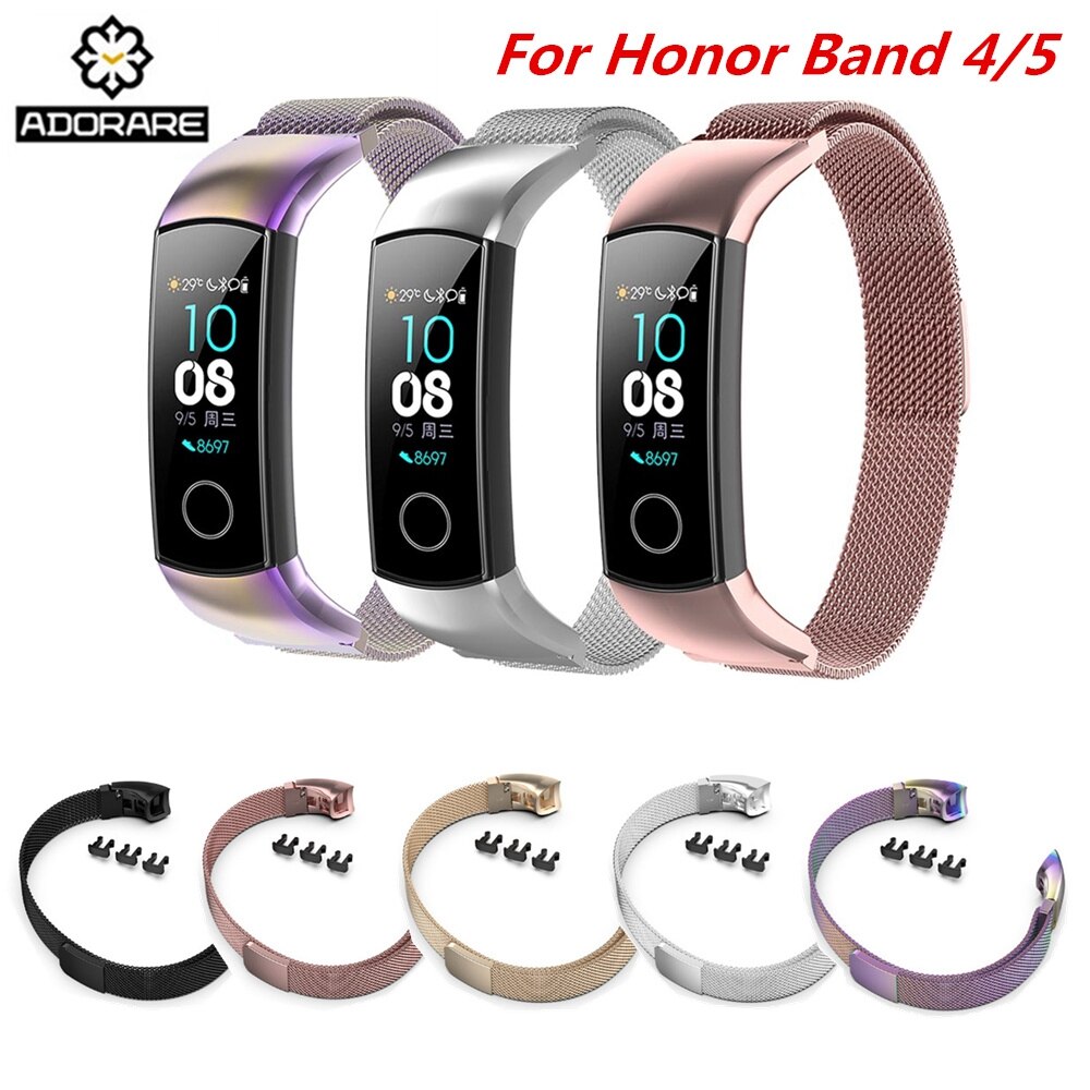 Edelstahl Uhr Band Armbinde Band Gurt Für Huawei Honor Band 4 Band 5 Clever Armbinde Zubehör Magnetische Milanese Gurt