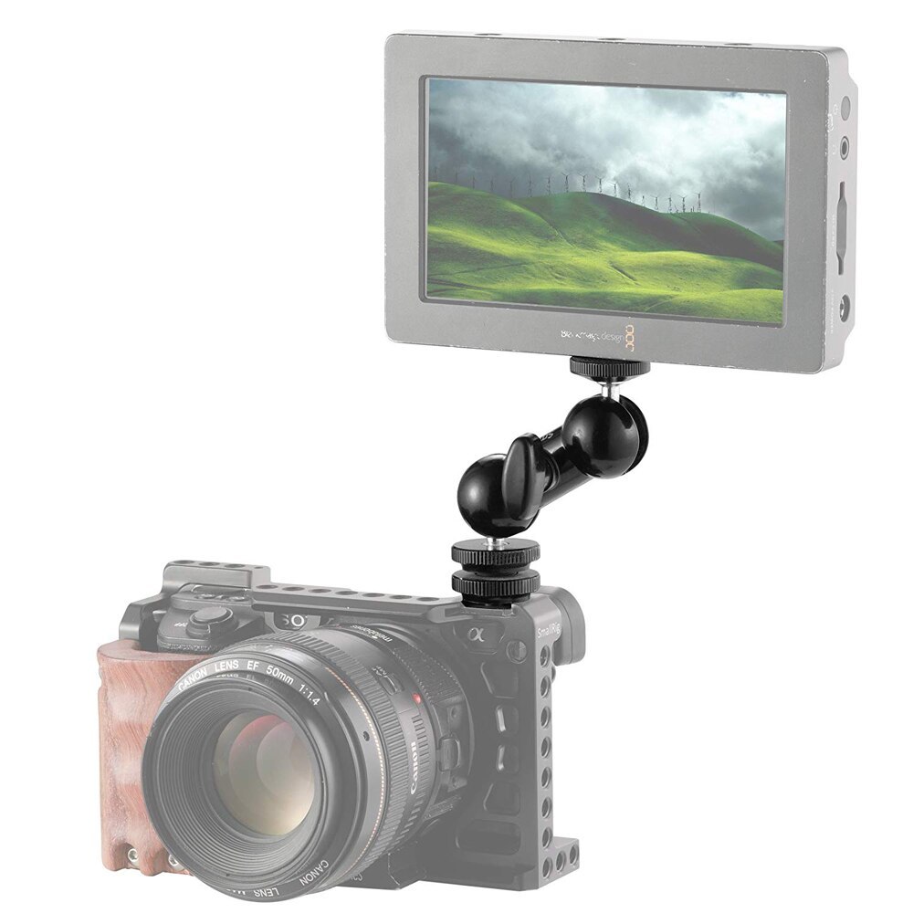 Multi-Function Double Ball Head Articulating Magic Arm w/ Shoe Mount 1/4 Screw for Camera Monitor Led Light Camera Cage