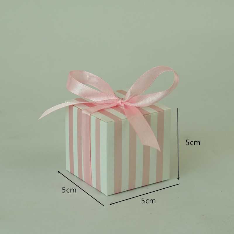 10Pcst Stripe Pattern Candy Boxes Sweets Favor Box With Ribbon For Baby Shower Birthday Children's day Wedding Party Decor