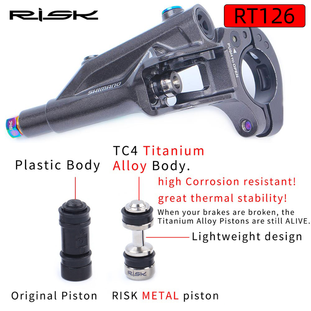 RISK-pistón de palanca de freno de bicicleta de titanio para Shimano XT/SLX/XTR, pinza de freno de disco hidráulico, piezas de reparación de bicicleta de carretera MTB