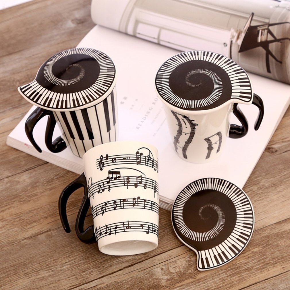 Couple Music Pattern Ceramic Cup Ceramic Music Cup Musical Mark Water Cup Couple Keyboard Pair Cup Coffee Cup