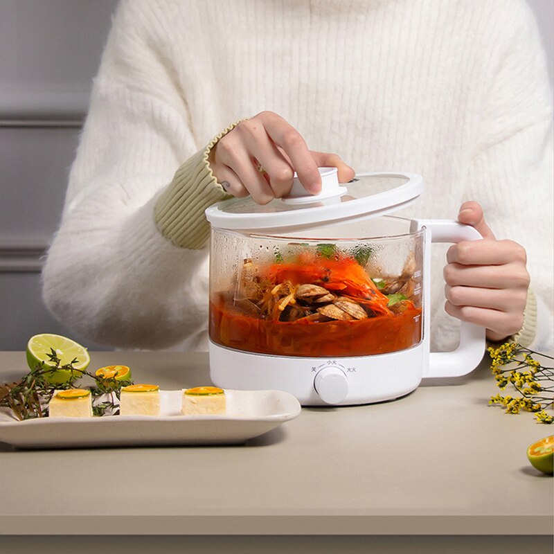 1.2L Electric Multicooker Glass Cooking Pot Mini Slow Cooker Stew Porridge Soup Health Preserving Pot Cooking Appliance 600W