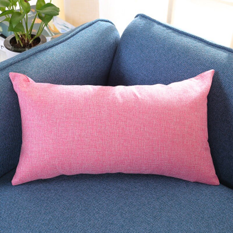Taie D'oreiller Jeté Rectangle Coton Lin – Noir Uni – 20x12 Pouces – Neuf