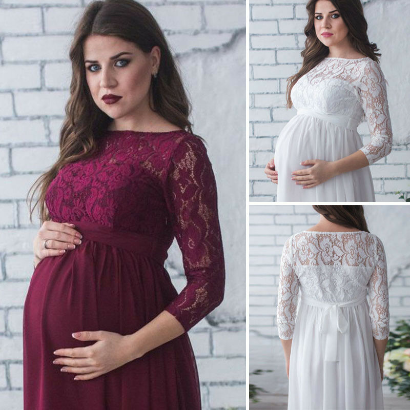 Pudcoco Schwangere murmeln Kleid Mutterschaft Fotografie Requisiten Frauen Schwangerschaft Kleidung Spitze Kleid Für Schwangere Foto Schießen Kleidung