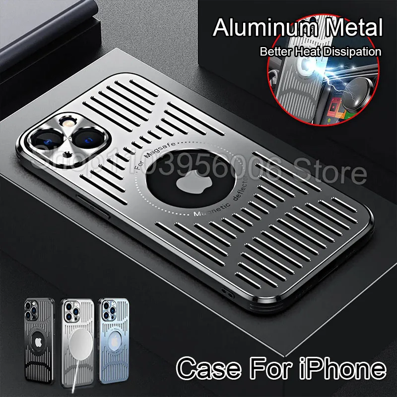 Betere warmteafvoer aluminium metalen telefoonhoes voor iPhone 16 15 14 13 12 Pro Max achterkant