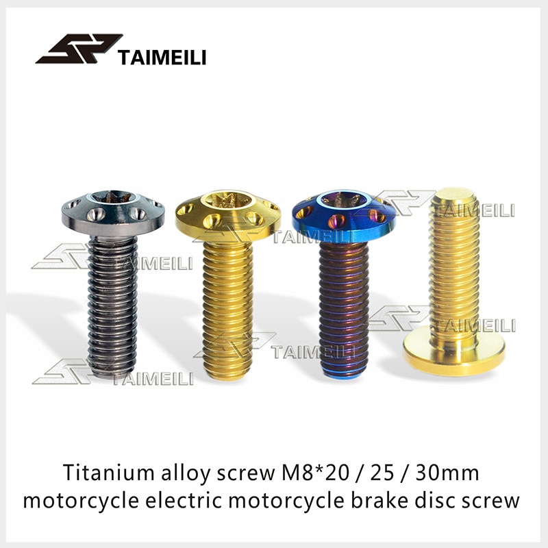 TAIMEILI Titanium Alloy Screw M8X20/25/30mm Motorcycle Brake Disc Screw Inner Plum Blossom Petal Head 1PCS