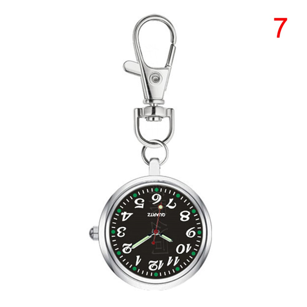 Llavero con reloj de bolsillo de cuarzo para hombre y mujer, colgante portátil con esfera redonda, H9: 7