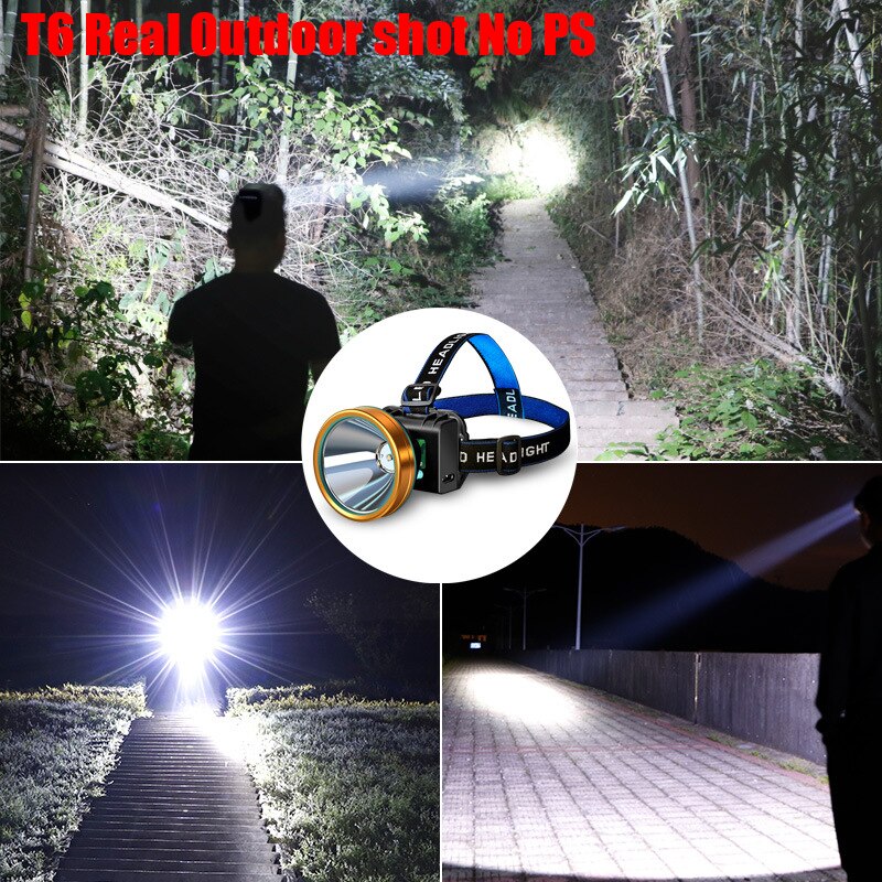 200000LM potente faro a LED ad alta potenza faro a LED ricaricabile batteria integrata torcia USB torcia per la pesca