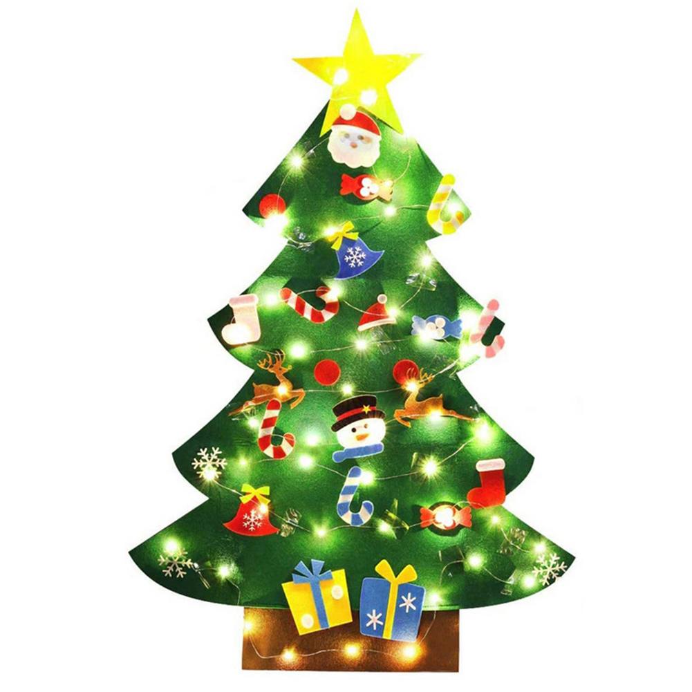 27PCS Kids DIY Felt Christmas Tree Lighting Christmas Decoration For Home Year Christmas Ornaments Santa Claus Tree