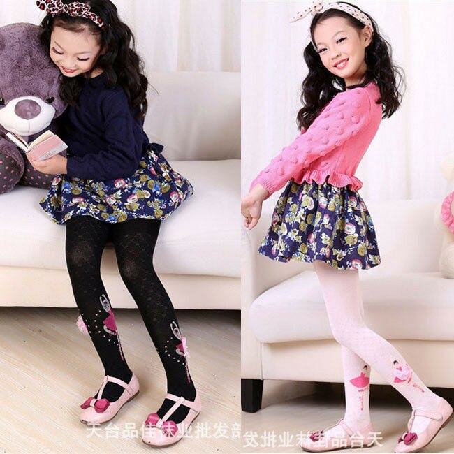 Cute Baby Kids Girl Cotton Flower Tights Autumn Causal Socks Stockings Pants Hosiery Pantyhose Ballet Girls Printed S-L