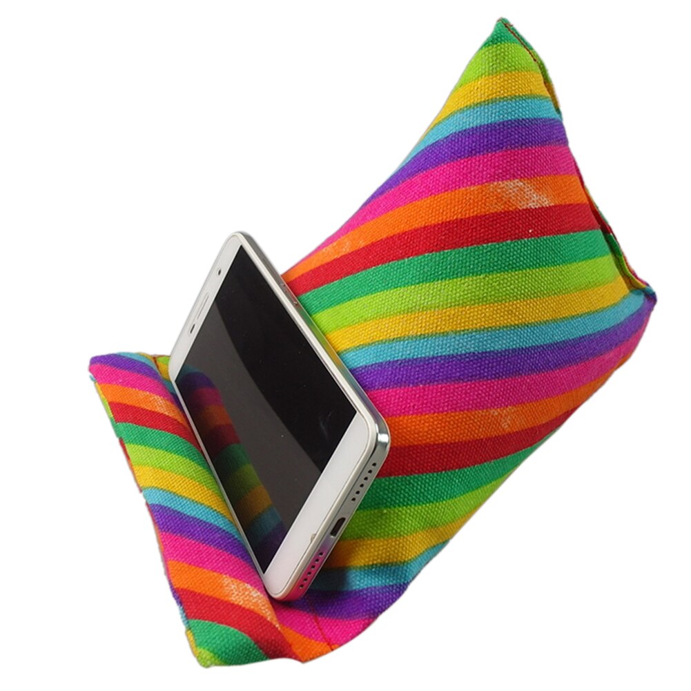 Mobiele telefoon regenboog streep boekensteun ondersteuning kussen universeel thuiskantoor schuim draagbare leescanvas tablet kussenhouder