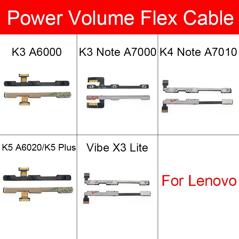 Power Volume Side Button Flex Cable For Lenovo Vibe K3 K4 K5 Note Plus A6000 A7000 A7010 A6020a/Lemon X3 K51c78 Repair Parts