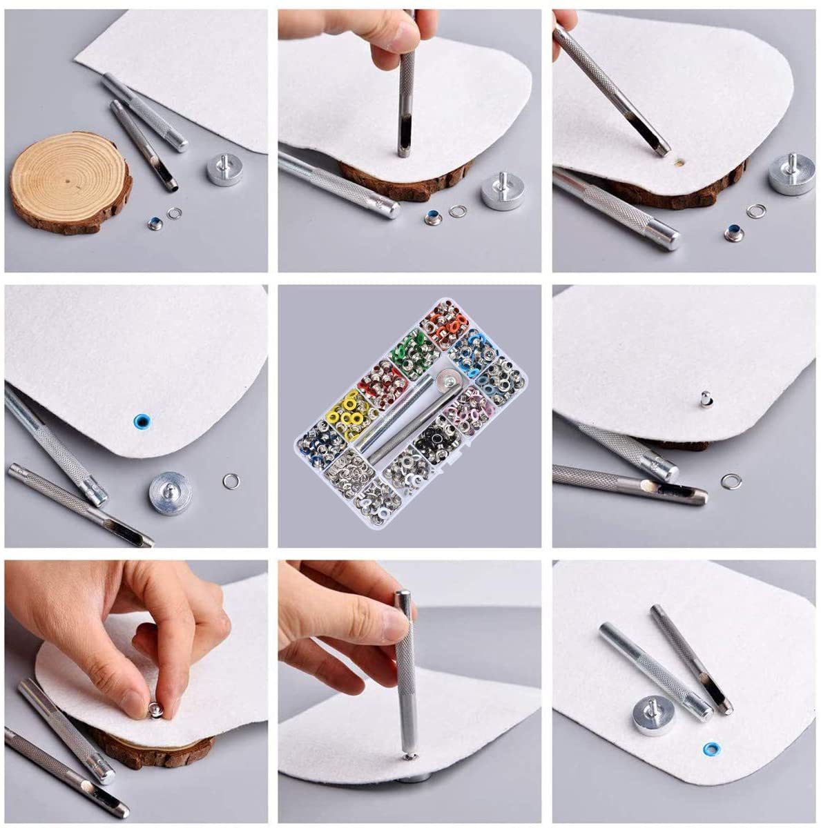 500pcs Eyelet Set 5mm Metal Eyelets in 10 Colours with Installation Tools for DIY Bag Shoes and Clothing Making Clothes, Leather