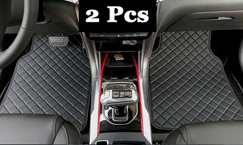 Universele auto vloermatten voor auto's, antislipmat, rode zwarte grijze koffie auto vloermatten, auto styling interieur auto vloermatten: 2 stuks geheel zwart